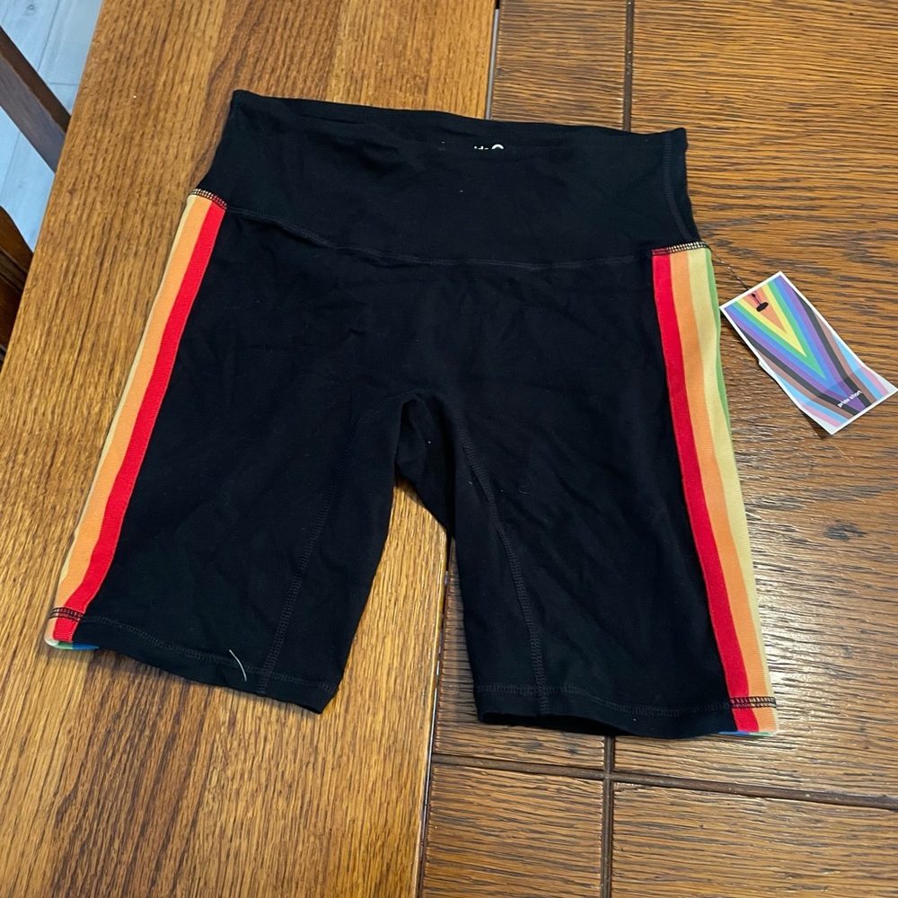 Target Black High-Rise Athletic Shorts with Rainbow Side Stripes